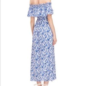 Rebecca Taylor Aimee Off-the-Shoulder silk blue dress sz 6